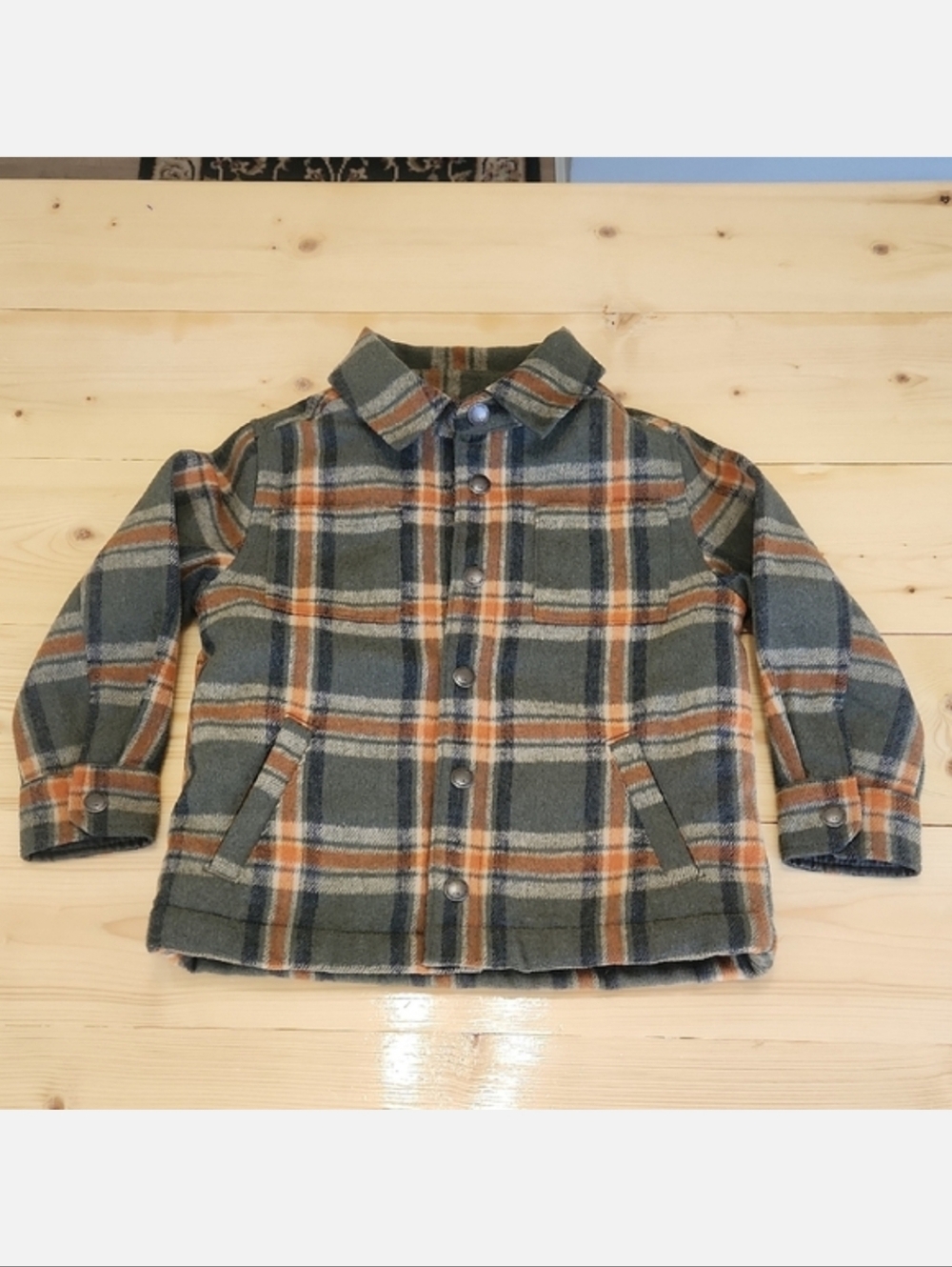 Old Navy Plaid Toddler Shacket Snap Buttons Sherpa Lining Pockets 4T